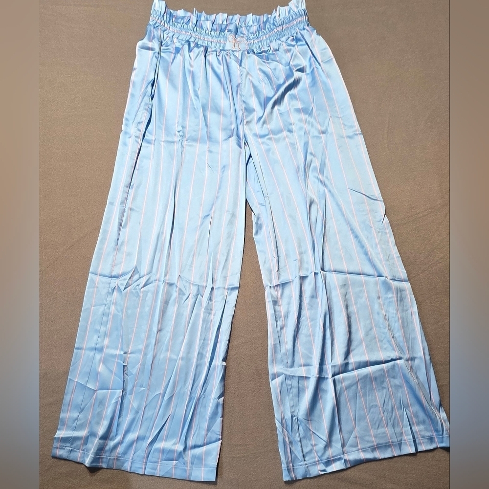 Fantastic Fawn New In Poly Bag Pink Blue Striped Pants Size S Waist 17 Waist - Picture 5 of 8